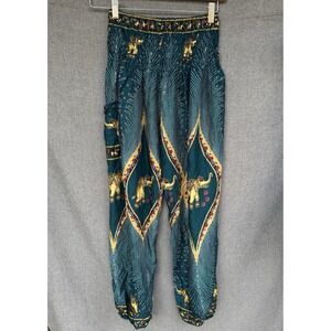 Harem XS/S Bohemian Smocked Pants HaremPants.Com Hippy Boho Blue